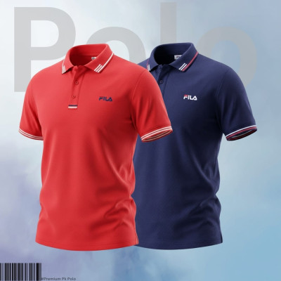 Cotton Polo Combo (Red & Navy)