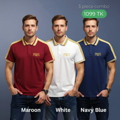 Contract Cotton Polo (Maroon-White-Navy)