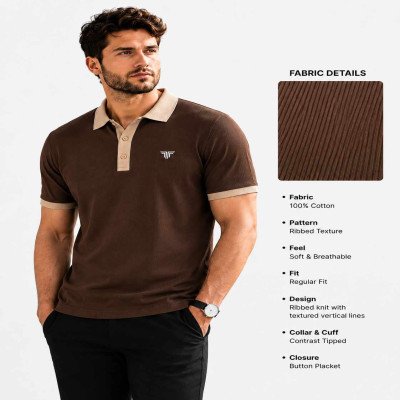 Premium Cord Polo Coffee (TT)