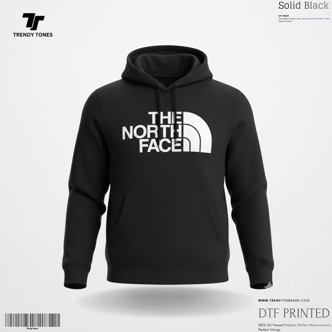 Black North Face Print Hoodie