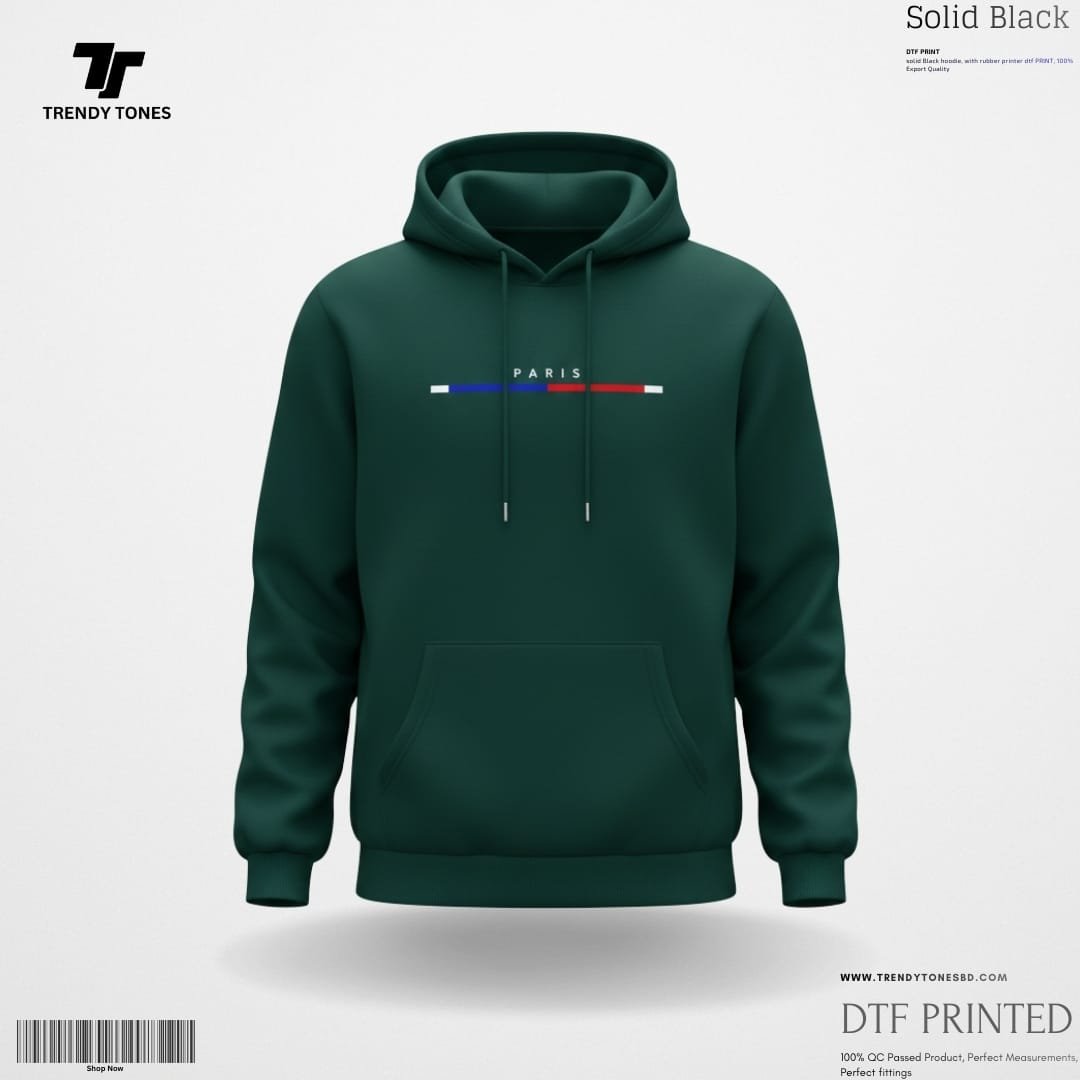 Green Paris Printed Hoodie