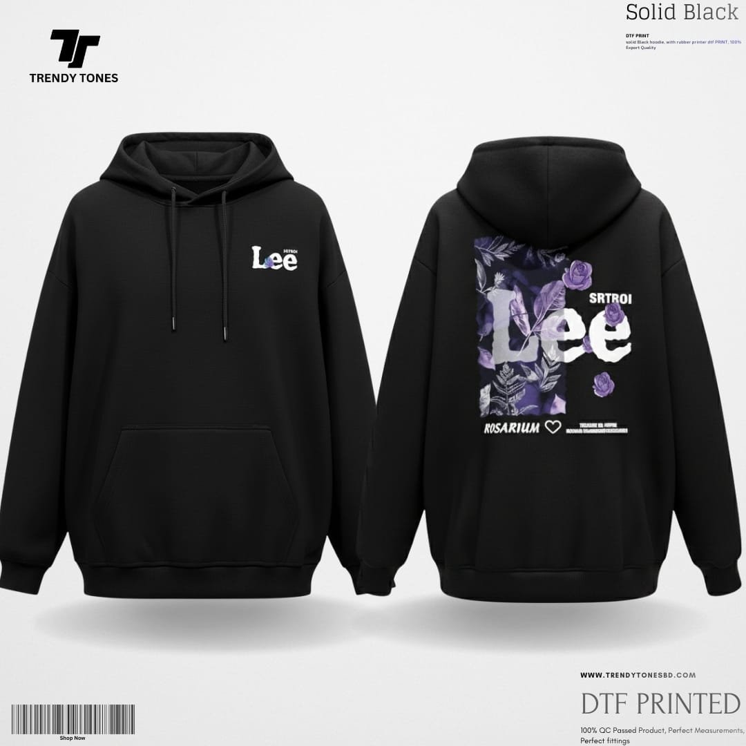 Black Both Side Print Hoodie