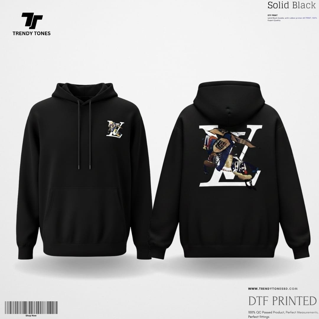 Black Both Side LV Printerd Hoodie