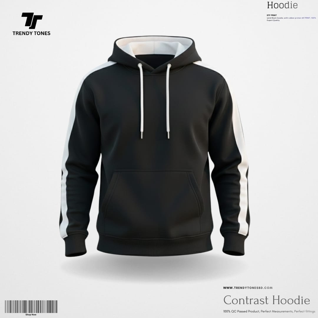 Solid Contrast Hoodie (Black)